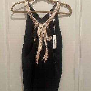 Trina Turk Black Top with Gold Sequin Detail